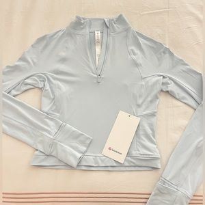 Lululemon “It’s Rulu Run” Cropped Half-zip in light blue
